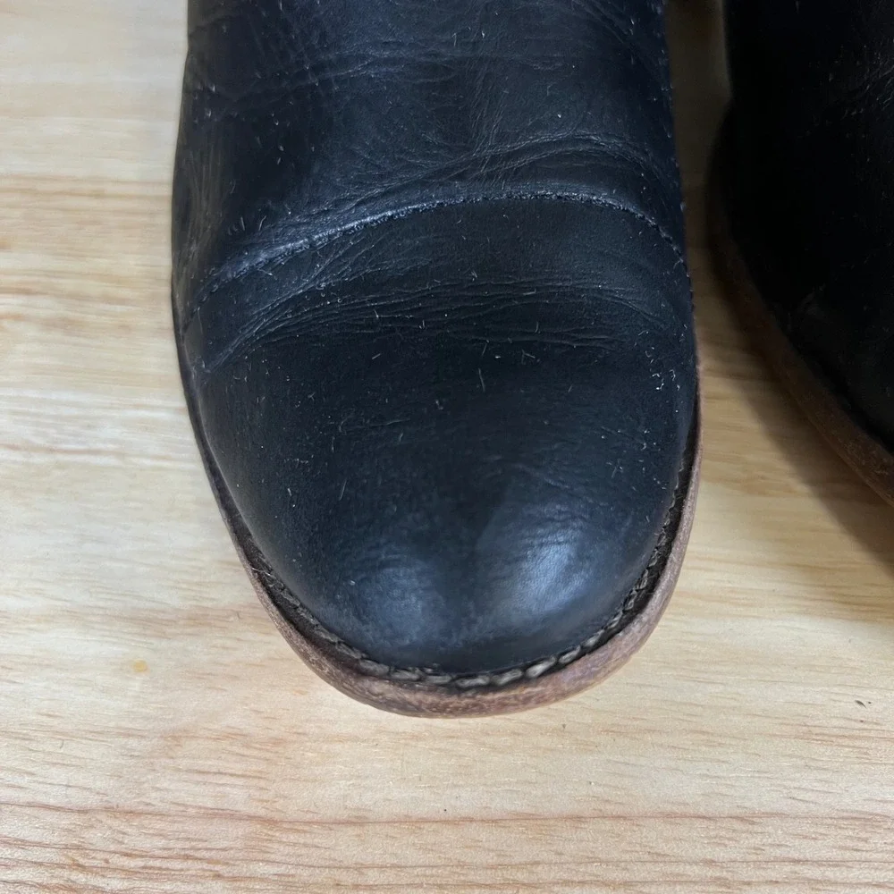 Madewell Black Leather Cap Toe Ankle Boots Side Buckle B8034 Size 11